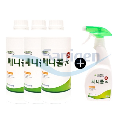 세니콜70 쎄니콜 뿌리는 살균 소독제 1L 3개+ 분무기 1개